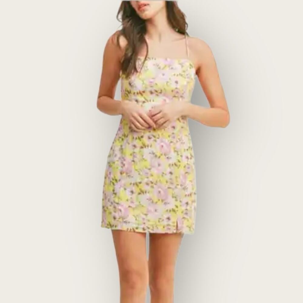 NWT | Lush | Floral Mini Dress | Yellow/Pink | Various Sizes